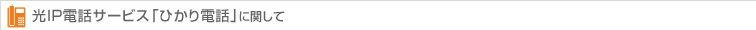 光IP電話サービス「ひかり電話」に関して