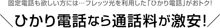 固定電話も欲しい方には…フレッツ光を利用した「ひかり電話」がおトク！＼ひかり電話なら通話料が激安！／