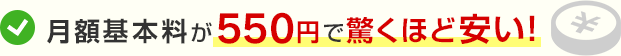 月額基本料が550円で驚くほど安い！