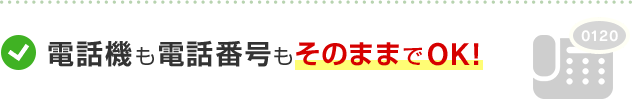 電話機も電話番号もそのままでOK！