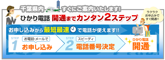 千葉県内でのひかり電話開通まで簡単2ステップ