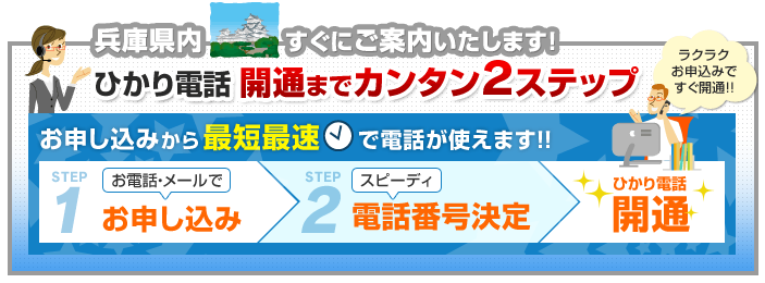 兵庫県内でのひかり電話開通まで簡単2ステップ