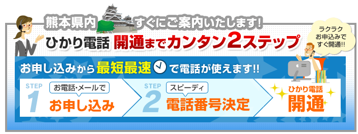 熊本県内でのひかり電話開通まで簡単2ステップ