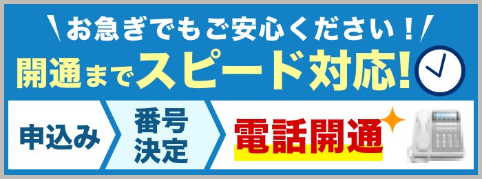 お急ぎでもご安心ください！開通までスピード対応！