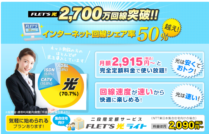 FLET'S光は27,700万回線突破