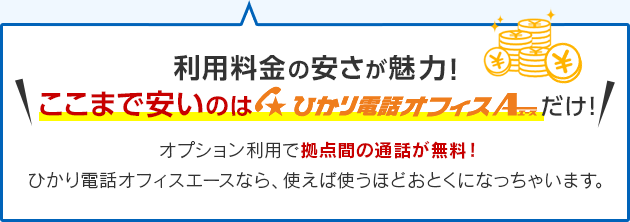 利用料金の安さが魅力！ここまで安いのはひかり電話オフィスエースだけ